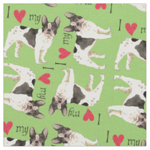 I Love my Frenchie Fabric