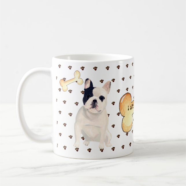 I Love My Frenchie French Bulldog Cartoon Coffee Mug (Left)
