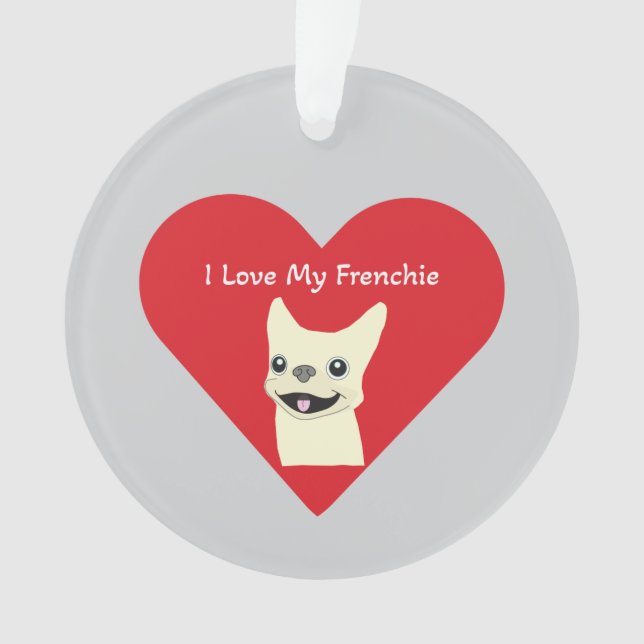I love my Frenchie, Lavender Ornament (Front)