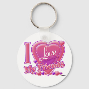I Love My Friends pink/purple - heart Key Ring