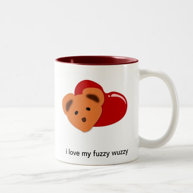 i love my fuzzy wuzzy Two-Tone coffee mug (Right)
