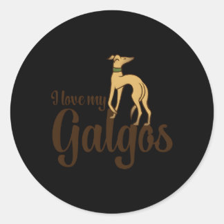 I Love My Galgos Fawn Galgo Classic Round Sticker