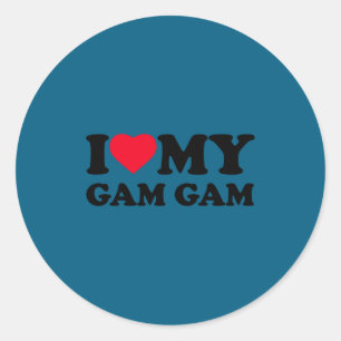 I Love My Gam-gam Heart Grandma Family Gamgam Long Classic Round Sticker