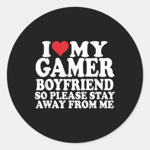 I Love My Gamer Boyfriend Heart Bf Video Games, Ga Classic Round Sticker