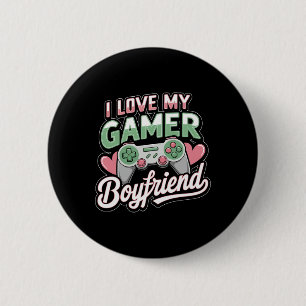 I Love My Gamer Boyfriend Valentine Heart Vintage 6 Cm Round Badge