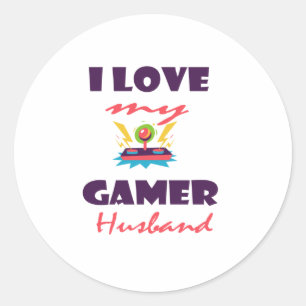 I love my Gamer Husband Funny Gaming T-Shirt Classic Round Sticker