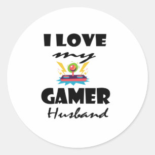 I love my Gamer Husband Funny Gaming T-Shirt Classic Round Sticker