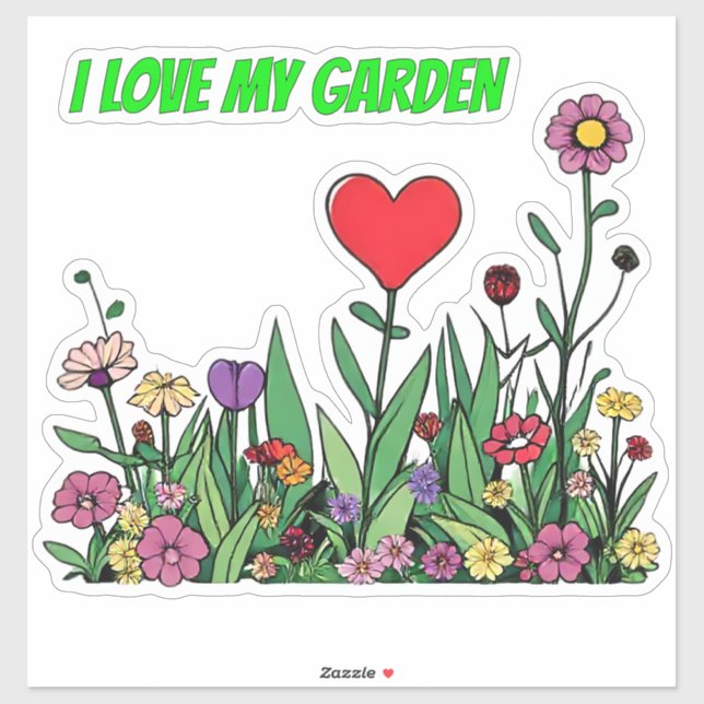 I Love My Garden" Sticker | Colorful Wildflowers  (Sheet)