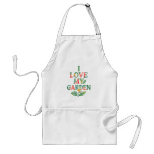 I Love My Garden Tropical Floral Watercolor  Standard Apron
