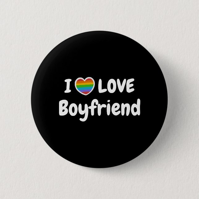 I Love My Gay Boyfriend LGBT hippie 6 Cm Round Badge (Front)