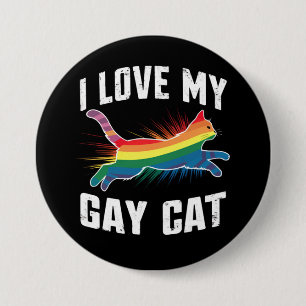 I Love My Gay Cat Funny Rainbow Pride Lgbt 7.5 Cm Round Badge