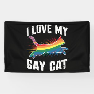 I Love My Gay Cat Funny Rainbow Pride Lgbt Banner