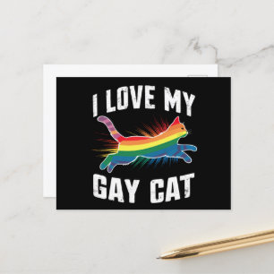 I Love My Gay Cat Funny Rainbow Pride Lgbt Postcard