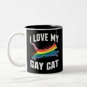I Love My Gay Cat Funny Rainbow Pride Lgbt Two-Tone Coffee Mug