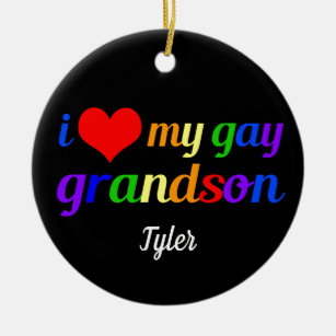 I Love My Gay Grandson Personalised Grandma Gift Ceramic Ornament