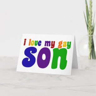 I Love My Gay Son Retro Rainbow Mum Card