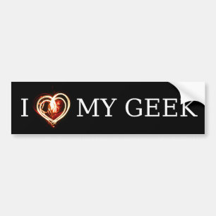 I LOVE MY GEEK BUMPER STICKER