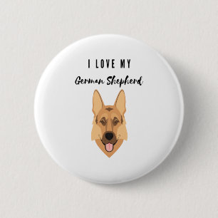 I Love My German Shepherd  6 Cm Round Badge