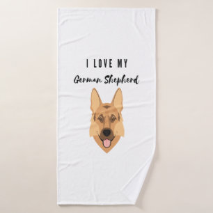 I Love My German Shepherd Bath Towel