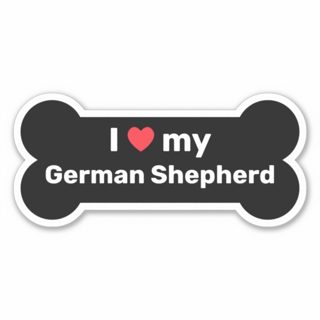 I Love My German Shepherd Black Custom Dog Bone (Front)