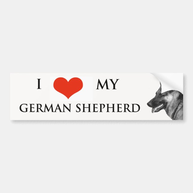 I LOVE MY GERMAN SHEPHERD BUMPER STICKER (Front)