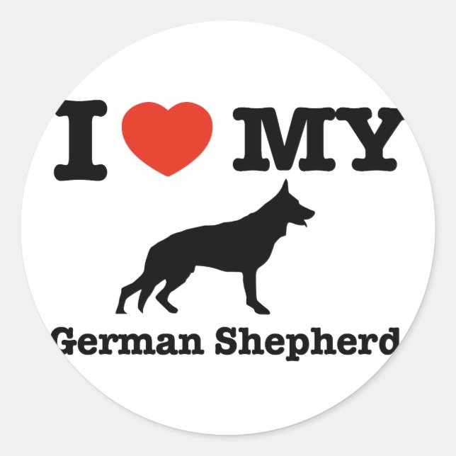 I love my German Shepherd Classic Round Sticker (Front)