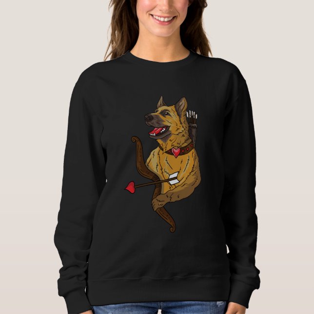 I Love My German Shepherd Cupid Dog  Valentines Da Sweatshirt (Front)