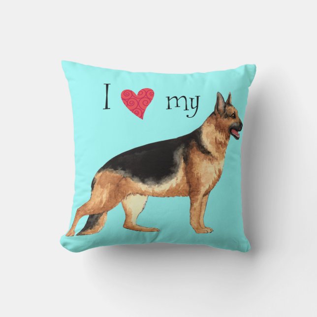 I Love my German Shepherd Cushion (Front)