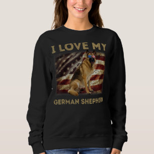 I Love My German Shepherd Dad Mum American Flag We Sweatshirt