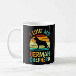 I Love My German Shepherd Dog Blue Brown Sunset  Coffee Mug