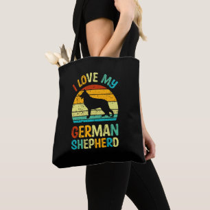 I Love My German Shepherd Dog Blue Brown Sunset Tote Bag