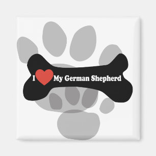 I Love My German shepherd - Dog Bone Magnet