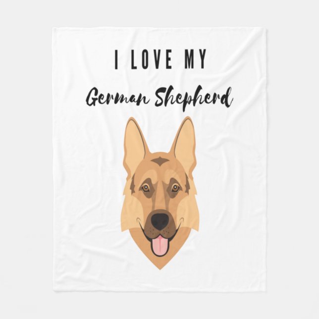 I Love My German Shepherd  Fleece Blanket (Front)