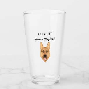 I Love My German Shepherd Glass