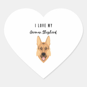 I Love My German Shepherd Heart Sticker