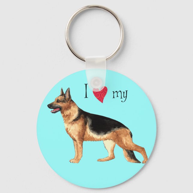 I Love my German Shepherd Key Ring (Front)