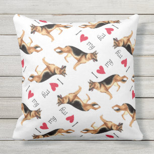 I Love my German Shepherd Outdoor Cushion