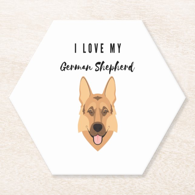 I Love My German Shepherd  Paper Coaster (Front)