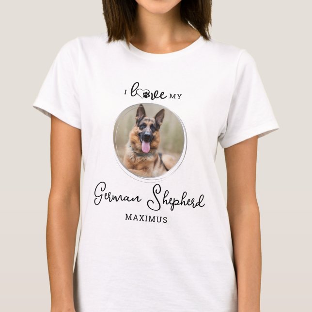 I Love My German Shepherd Personalised Dog Photo T-Shirt (Creator Uploaded)