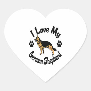 I Love My German Shepherd Tee Shirt Heart Sticker