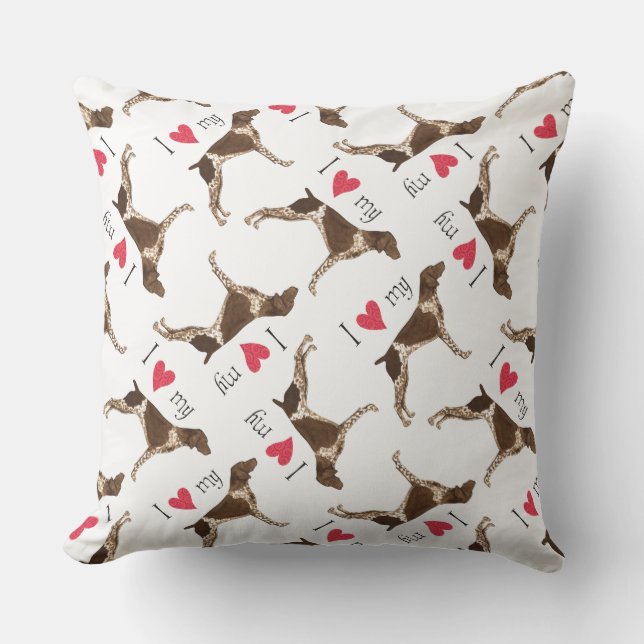 I Love my German Shorthaired Pointer Cushion (Front)