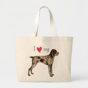 I Love my German Wirehaired Pointer Large Tote Bag