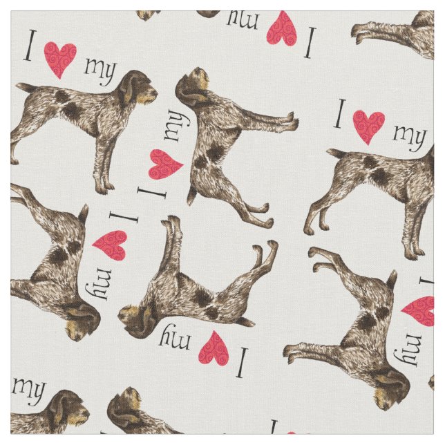 I Love my German Wirethaired Pointer Fabric (Close Up)