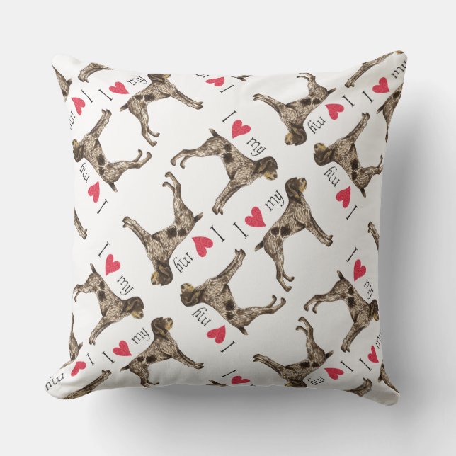 I Love my German Wirethaired Pointer Outdoor Cushion (Front)