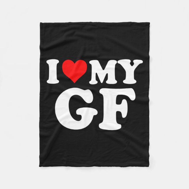 I Love My Gf Girlfriend Red Heart Valentines Day G Fleece Blanket (Front)