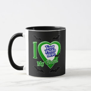 I Love My Ghoul With Your Photo With Bats Mug