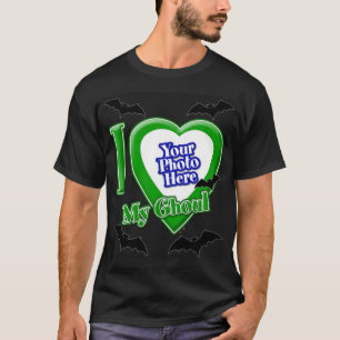 I Love My Ghoul With Your Photo With Bats T-Shirt