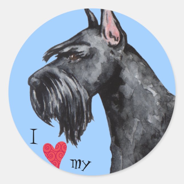 I Love my Giant Schnauzer Classic Round Sticker (Front)