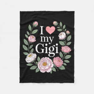 I love my gigi floral heart grandma fleece blanket