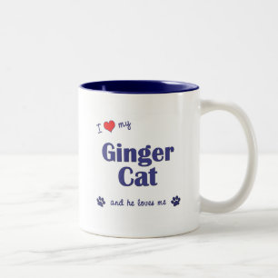I Love My Ginger Cat (Male Cat) Two-Tone Coffee Mug